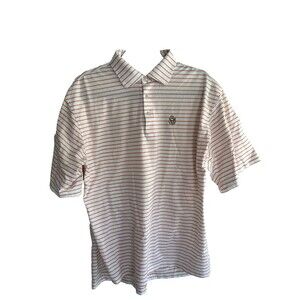 Peter Millar Polo L Shirt Mens Large White Summer Comfort Sage Valley Golf Club